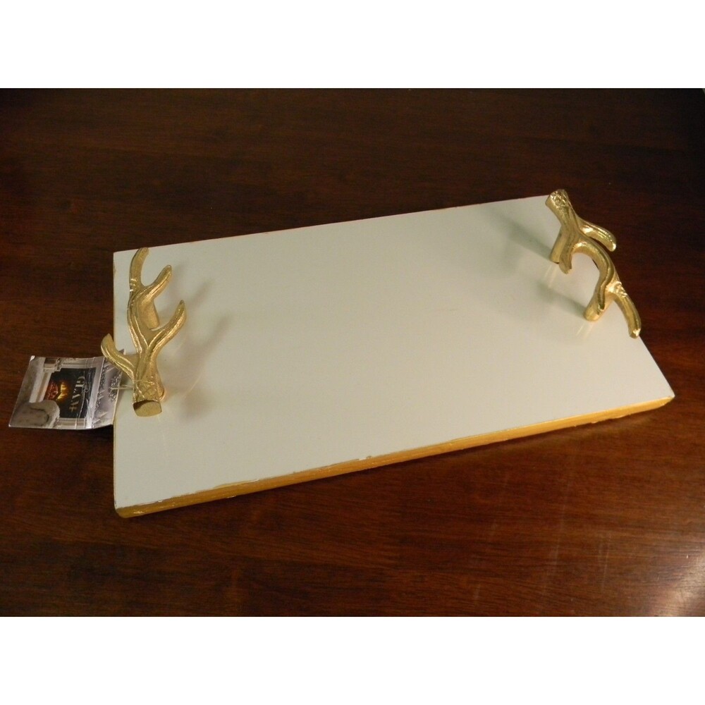 Rustic Glam Antler Handle Tray Decor Holiday Subtle NWT